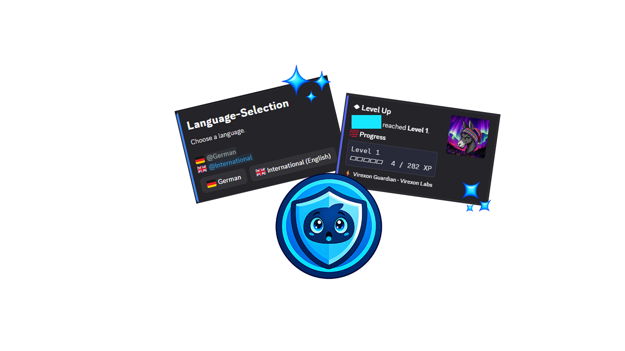 Guardian language selection and level progress messages