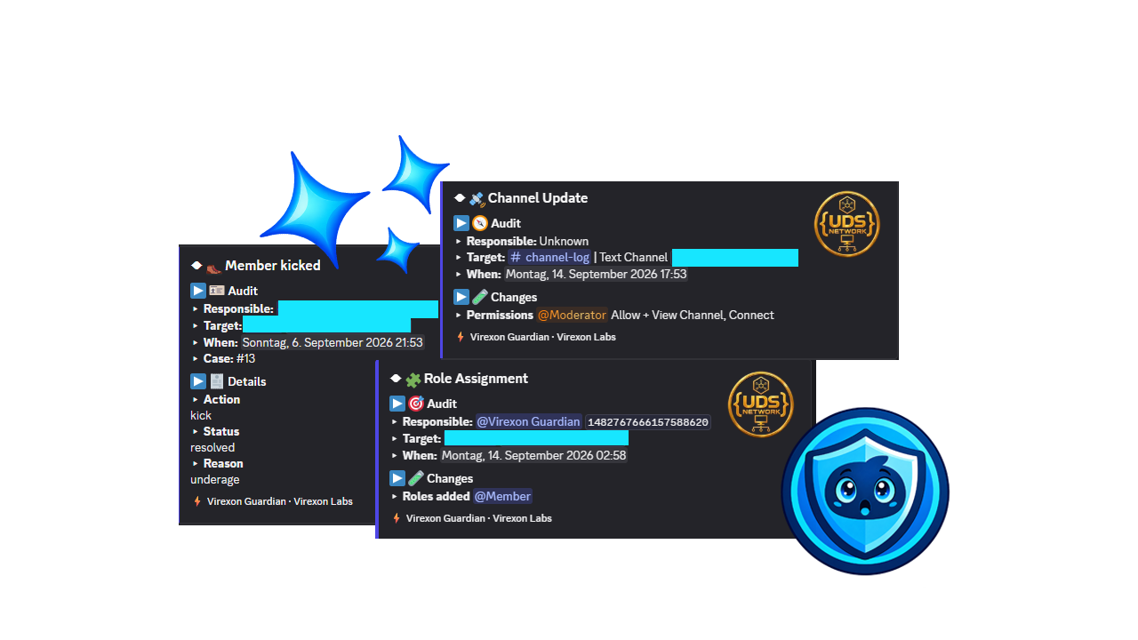 Guardian audit log messages for moderation and server changes
