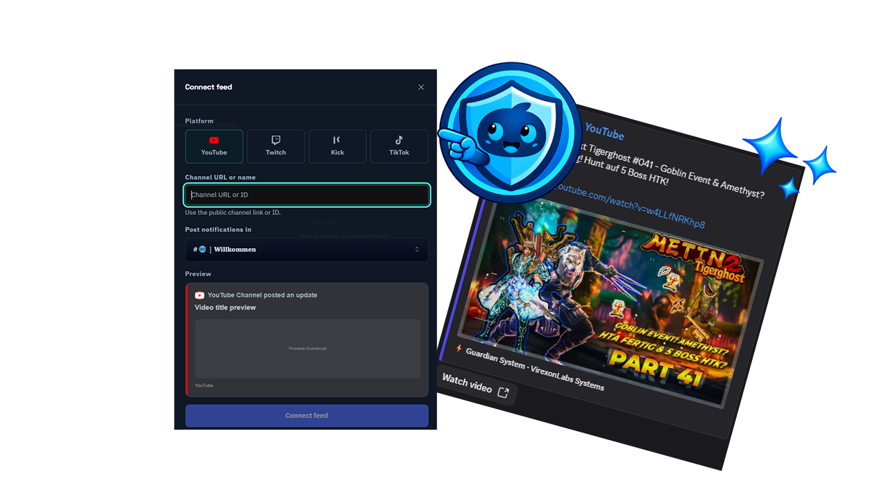 Guardian social media feed connection and post preview