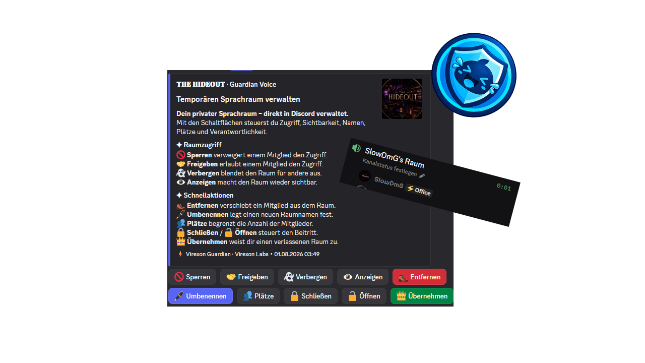 Guardian Voice controls for a temporary Discord room