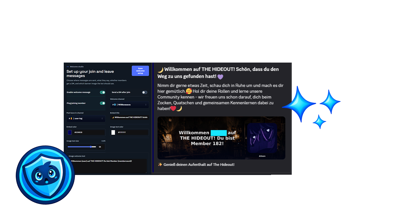 Guardian welcome message setup and Discord welcome embed